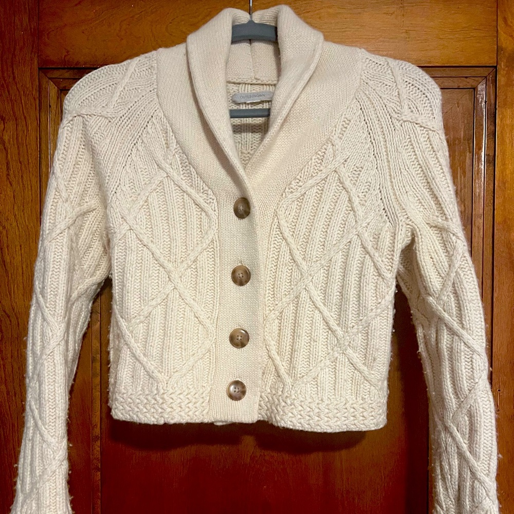 Outerknown Cream Cable Knit Cardigan